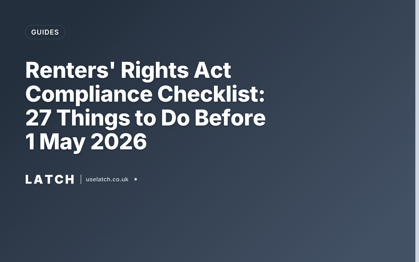 Renters' Rights Act Compliance Checklist: 27 Things to Do Before 1 May 2026